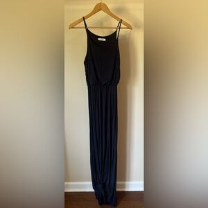 Navy Blue Sleeveless Knotted Maxi Dress